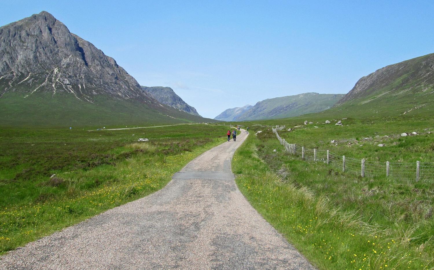 A gravel track through a Highland glen on the West Highland Way